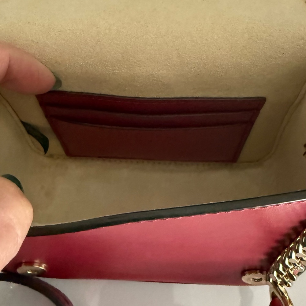 Micheal Kors Scout Camera Red Leather Crossbody. Gold Accents - Picture 7 of 13